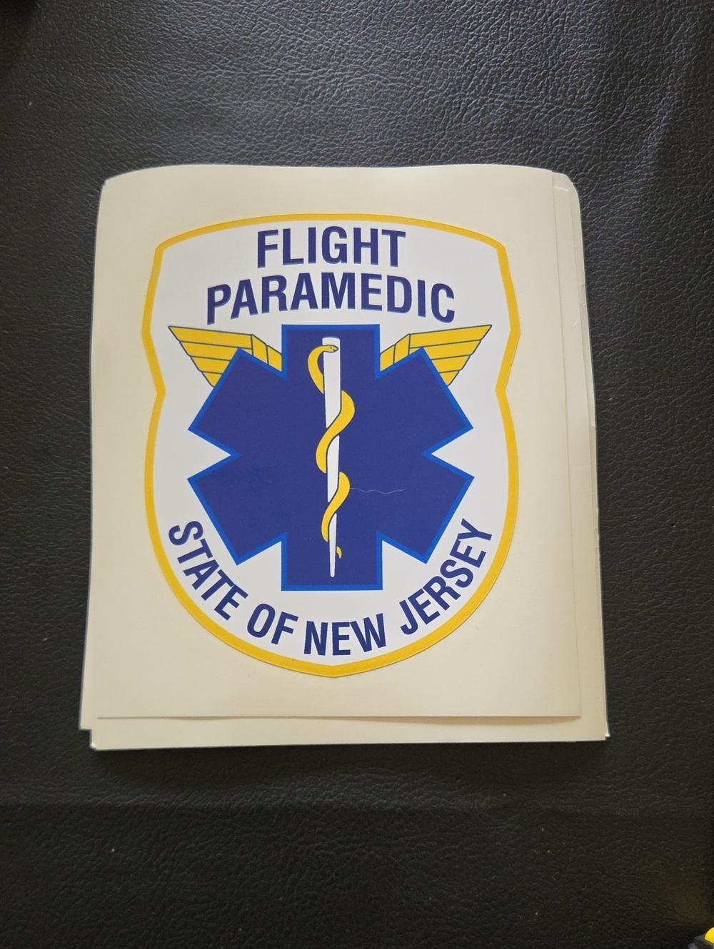 Flight Paramedic State of New Jersey Decal Sticker - Blue & Yellow